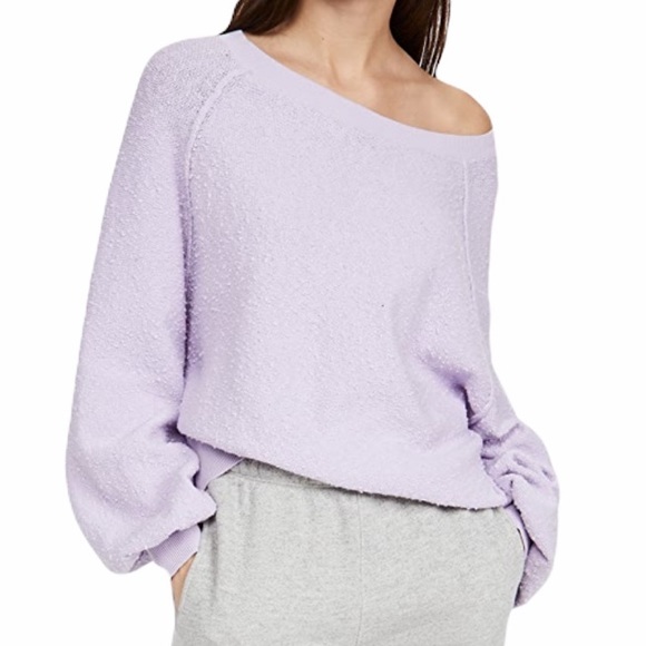 Free People S lavender slubbed puff sleeve sweater - Picture 2 of 12